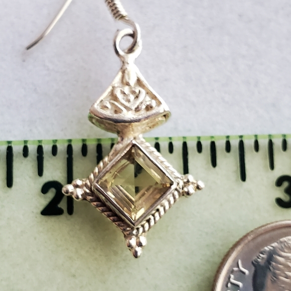 Sterling Silver Citrine Earrings Vintage - Picture 15 of 16